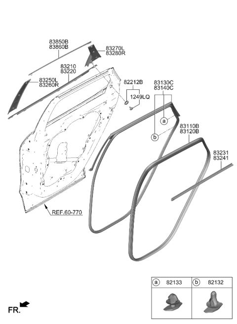 2023 Kia Sportage  GARNISH ASSY-RR DR R Diagram for 83270P1000