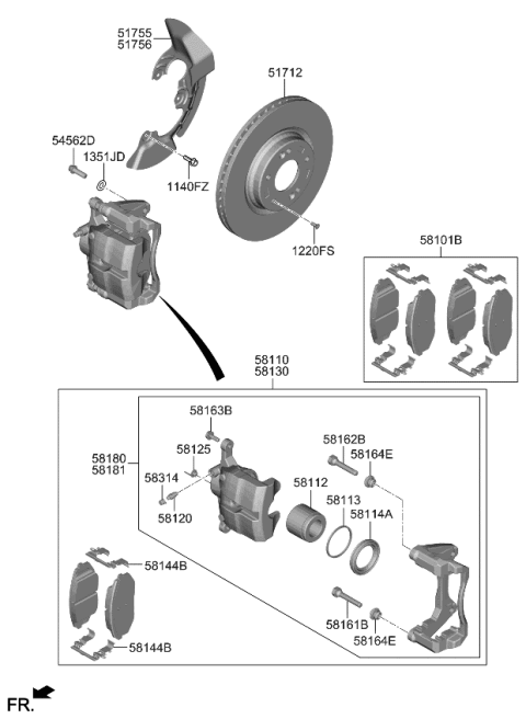 2023 Kia Sportage  PAD KIT-FRONT DISC B Diagram for 58101N9A11