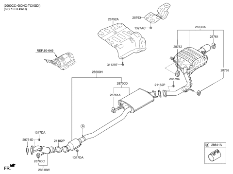 2015 Kia Sorento  Center Muffler Complete Diagram for 28600C6300