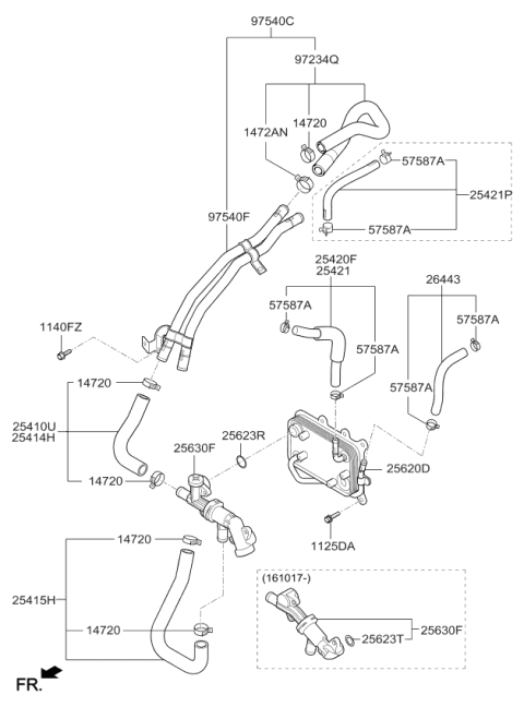 2018 Kia Sorento  Hose-Oil Cooling Feed Diagram for 25421C6950