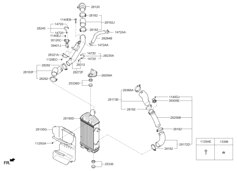 2018 Kia Sorento  Hose-INTERCOOLER Inlet Diagram for 282832GTA1