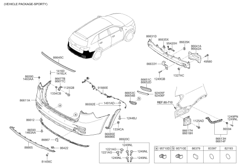 2017 Kia Sorento  Moulding-Rear Bumper Diagram for 86686C6200