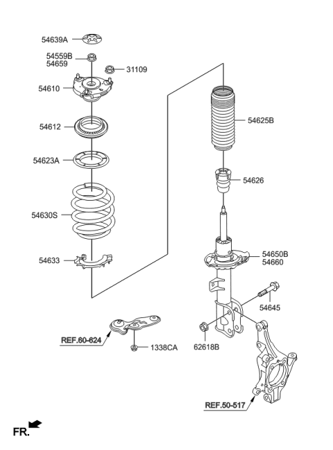 2017 Kia Sorento  Front Strut Assembly Kit, Right Diagram for 54661C6500