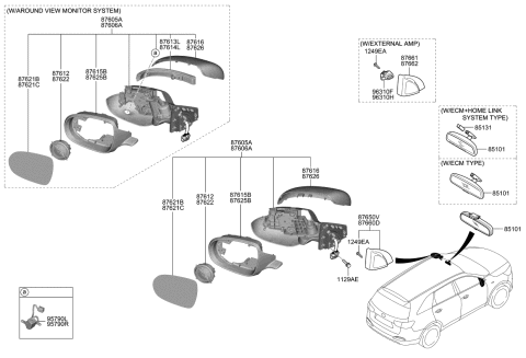 2017 Kia Sorento  Rear View Inside Mirror Assembly Diagram for 851013W200