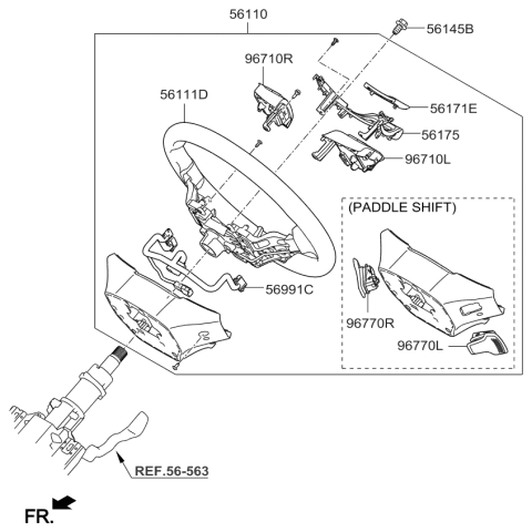 2015 Kia Sorento  WHEEL ASSY-STEERING Diagram for 56100C6200CP5