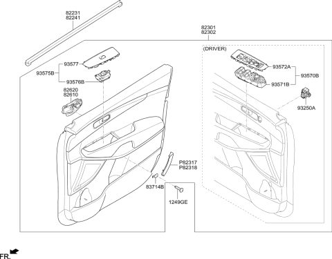 2015 Kia Sorento  WEATHERSTRIP-Front Door Belt Inside Diagram for 82241C5000