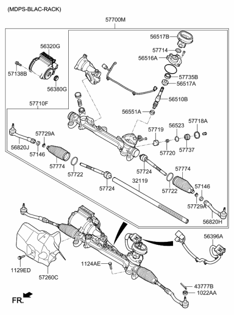 2015 Kia Sorento  End Assembly-Tie Rod, LH Diagram for 56820C1000