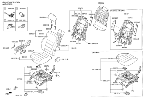 2016 Kia Sorento Back Assembly-Front Seat, RH Diagram for 88401C6000C61