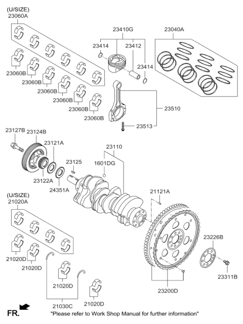 2018 Kia Sorento  CRANKSHAFT Assembly Diagram for 231103L100