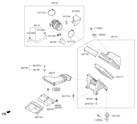 2016 Kia Sorento  Air Cleaner Assembly Diagram for 28110C6200