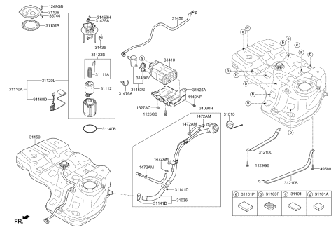 2016 Kia Sorento  Pad-Fuel Tank Diagram for 31101B8400
