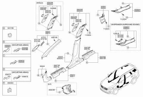 2015 Kia Sorento Fastener-Door Trim Diagram for 823152W000