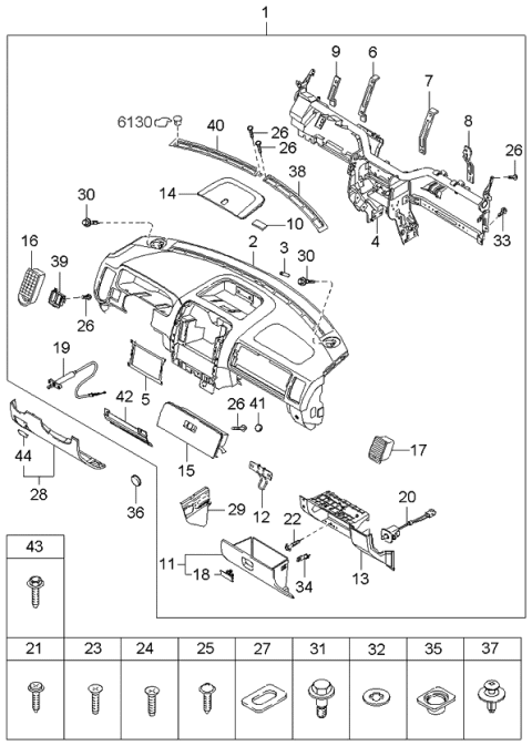 2002 Kia Sedona  Switch-Glove Lamp Diagram for 0K55366540