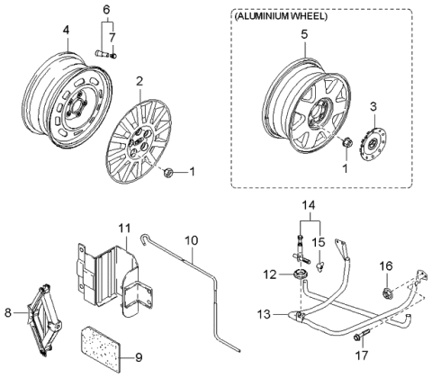 2005 Kia Sedona  Wheel-Disc, Aluminum Diagram for K9965556050