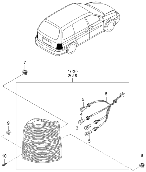 2001 Kia Sedona Lamp-Rear Combination, RH Diagram for 1K53A51150