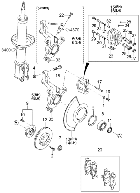 2002 Kia Sedona  Front Wheel Bearing Diagram for 51720FL047