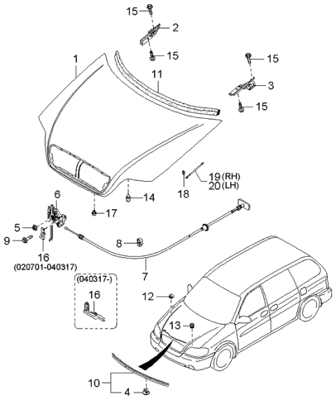 2001 Kia Sedona  Bolt Diagram for K907200612B
