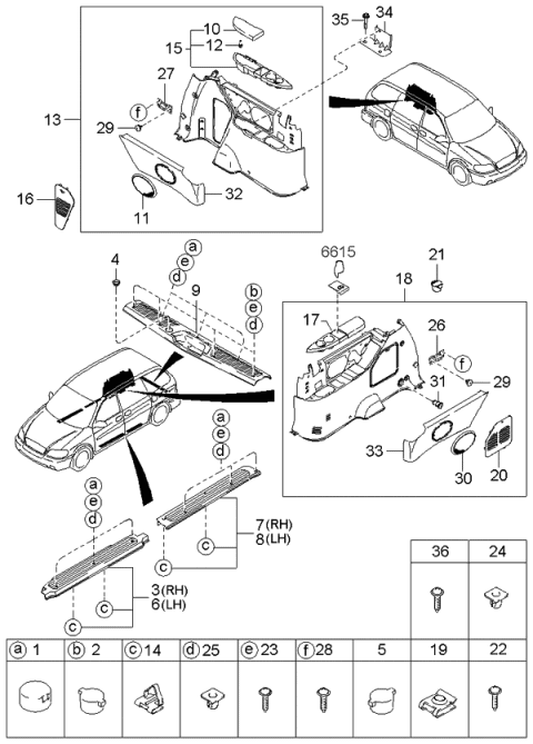 2003 Kia Sedona  Bolt-Flange Diagram for K907960616B