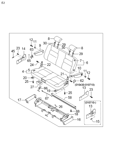 2005 Kia Sedona  Trim-Rear 1ST, Back Diagram for 0K52Y88935444