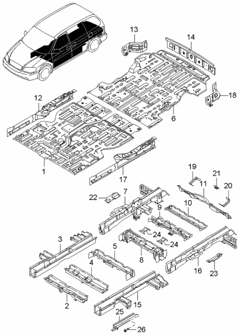 2003 Kia Sedona  Bracket-Seat Belt Mounting Diagram for 0K52Y5484Z