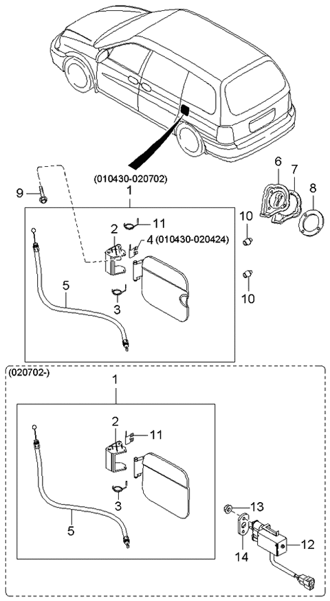 2004 Kia Sedona Wire Assembly-Safety Lock Diagram for 0K55242430A
