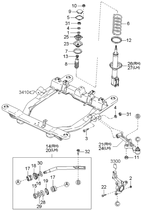 2004 Kia Sedona  Bolt-Flange Diagram for 0H26034318