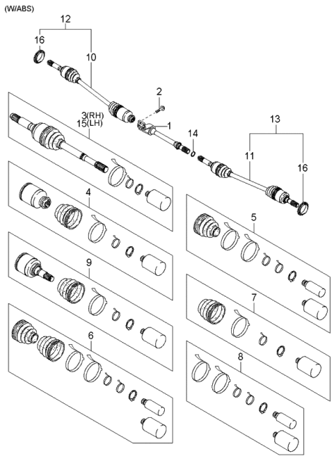 2001 Kia Sedona  Shaft Assembly-Drive, RH Diagram for 0K52Y25500