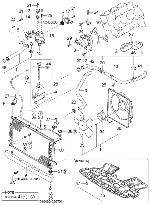 2003 Kia Sedona  Thermostat Assembly Diagram for 2550037200
