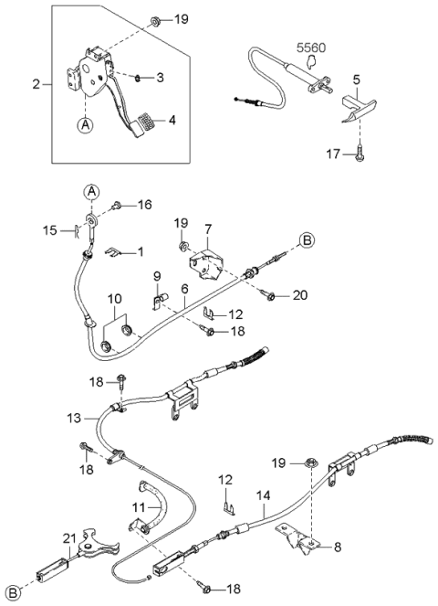 2002 Kia Sedona  Cable-Parking, Front Diagram for 0K52Y44150
