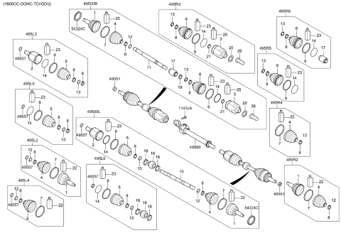 2024 Kia Seltos  Boot Kit-Diff Side, R Diagram for 495R5Q5300