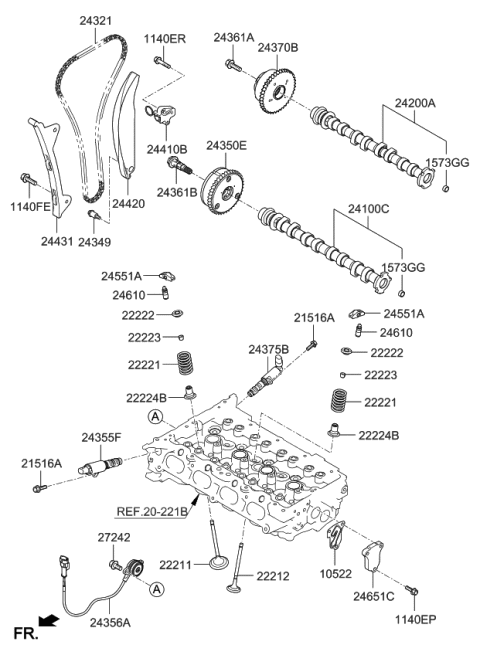 2022 Kia Seltos  Tensioner Arm Assembly Diagram for 244202E000