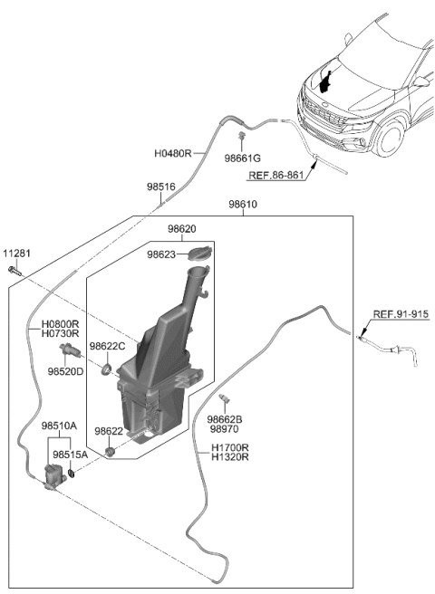 2022 Kia Seltos  Clip-Hose Diagram for 986612T000