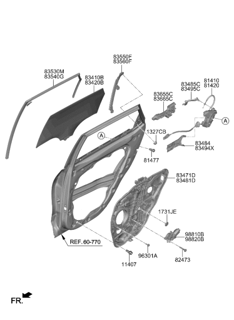 2024 Kia Seltos  Glass Assembly-Rear Door Diagram for 83420Q5020