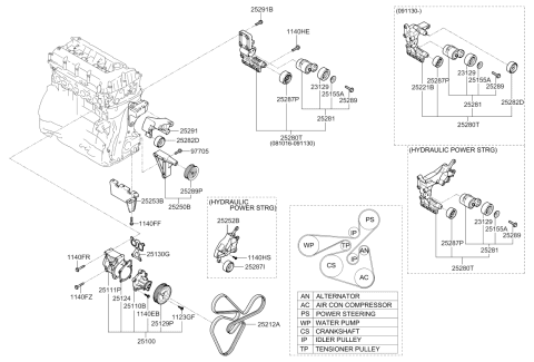 2009 Kia Forte Koup  Tensioner Assembly-Crk Diagram for 252512G110