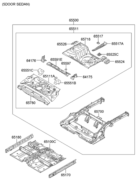 2011 Kia Forte Koup  Panel-Rear Floor Diagram for 655101M010