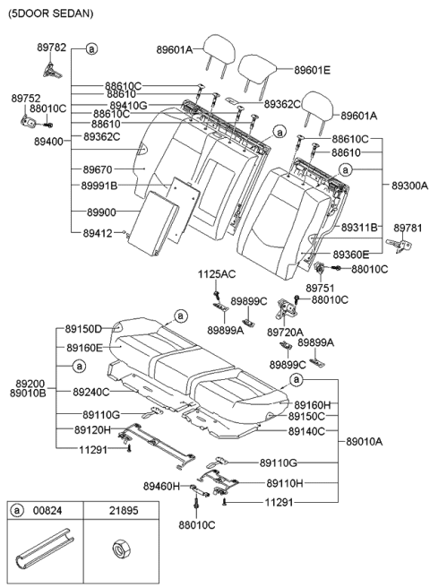 2011 Kia Forte Koup  Bracket-Rear Seat Cushion, Hinge Diagram for 897651M100