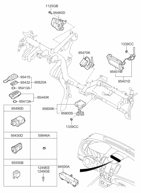 2012 Kia Forte Clock Assembly-Digital Diagram for 945001M100