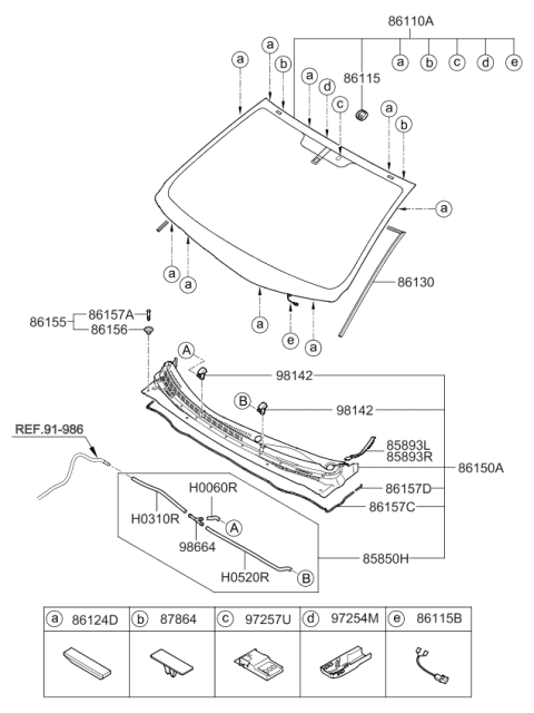 2013 Kia Forte Koup  Windshield Glass Assembly Diagram for 861101M030