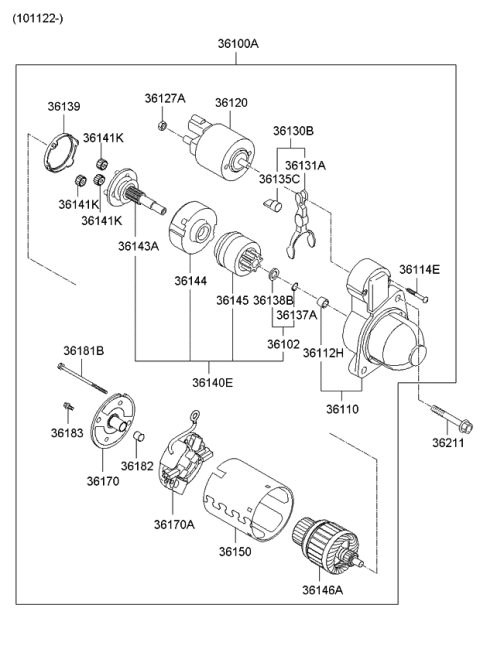 2010 Kia Forte  Starter Assembly Diagram for 3610025020