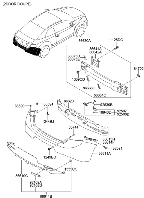 2011 Kia Forte Koup  License Lamp Holder & Wiring Diagram for 925201M300