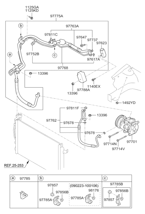 2010 Kia Forte Clip-A/C Cooler Line Diagram for 977851M100