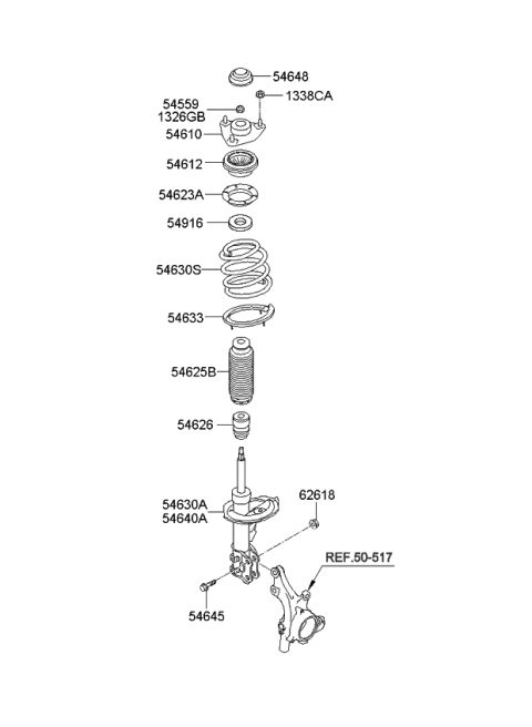 2009 Kia Forte Koup  Front Suspension Strut Dust Cover Diagram for 5462529101