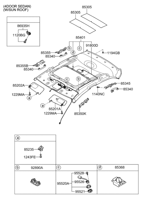 2010 Kia Forte Koup  Handle Assembly-Roof Assist Diagram for 853401M0008O