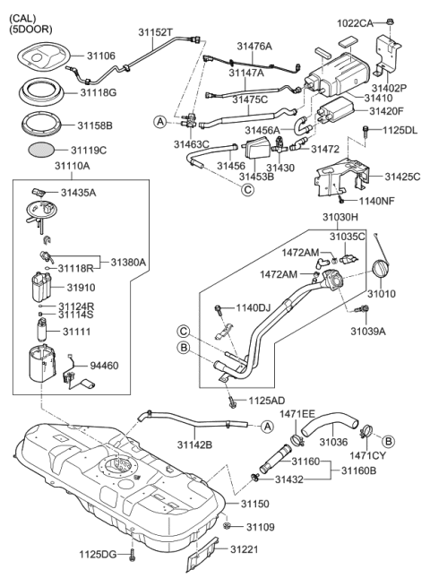 2010 Kia Forte Koup  Canister Assembly Diagram for 314101M551