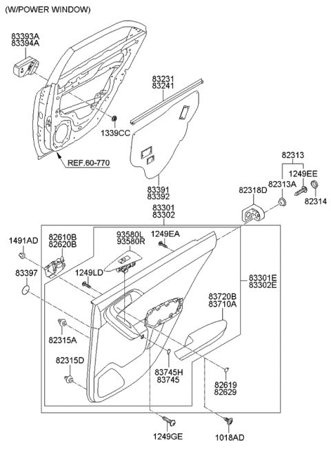 2011 Kia Forte Koup  Pad-Rear Door Impact, RH Diagram for 833941M000