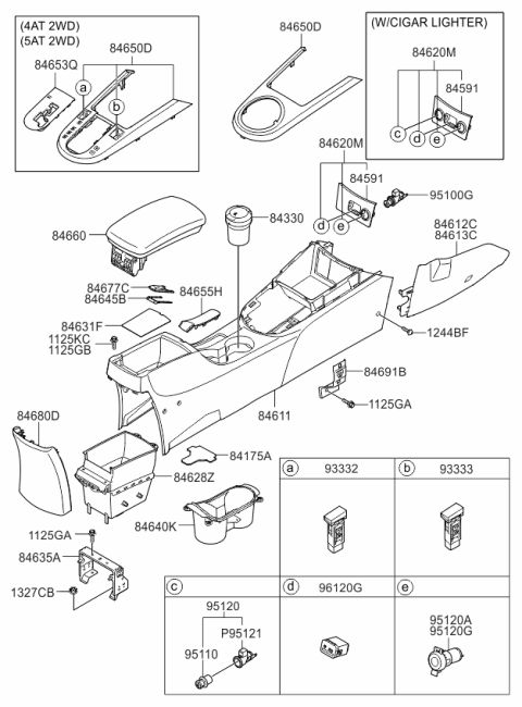 2010 Kia Forte Koup  Cover Assembly-Console Diagram for 846031M033DAJ