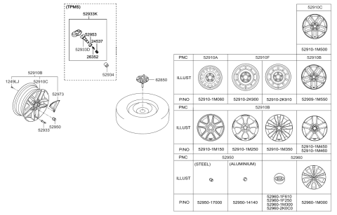 2009 Kia Forte  Wheel Assembly-Steel Diagram for 529101M060