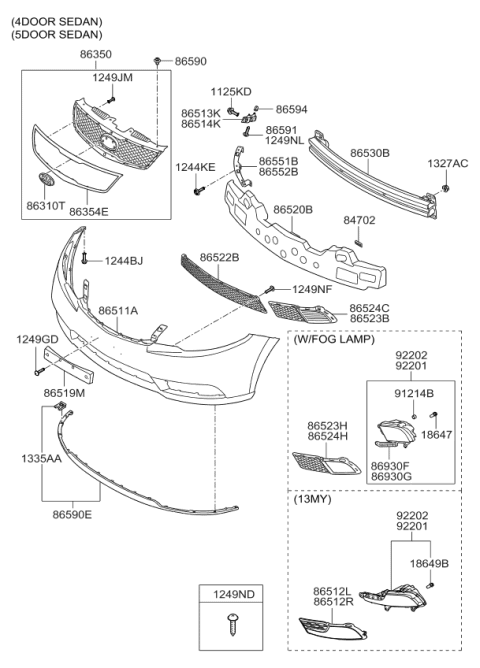 2011 Kia Forte  MOULDING-Front Bumper License Diagram for 865191M010
