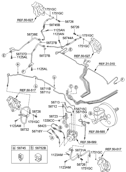 2010 Kia Forte  Brake Rear Hose, Left Diagram for 587371M000