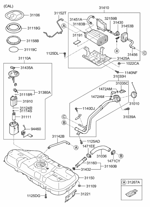 2010 Kia Forte STOPPER Diagram for 314521M600